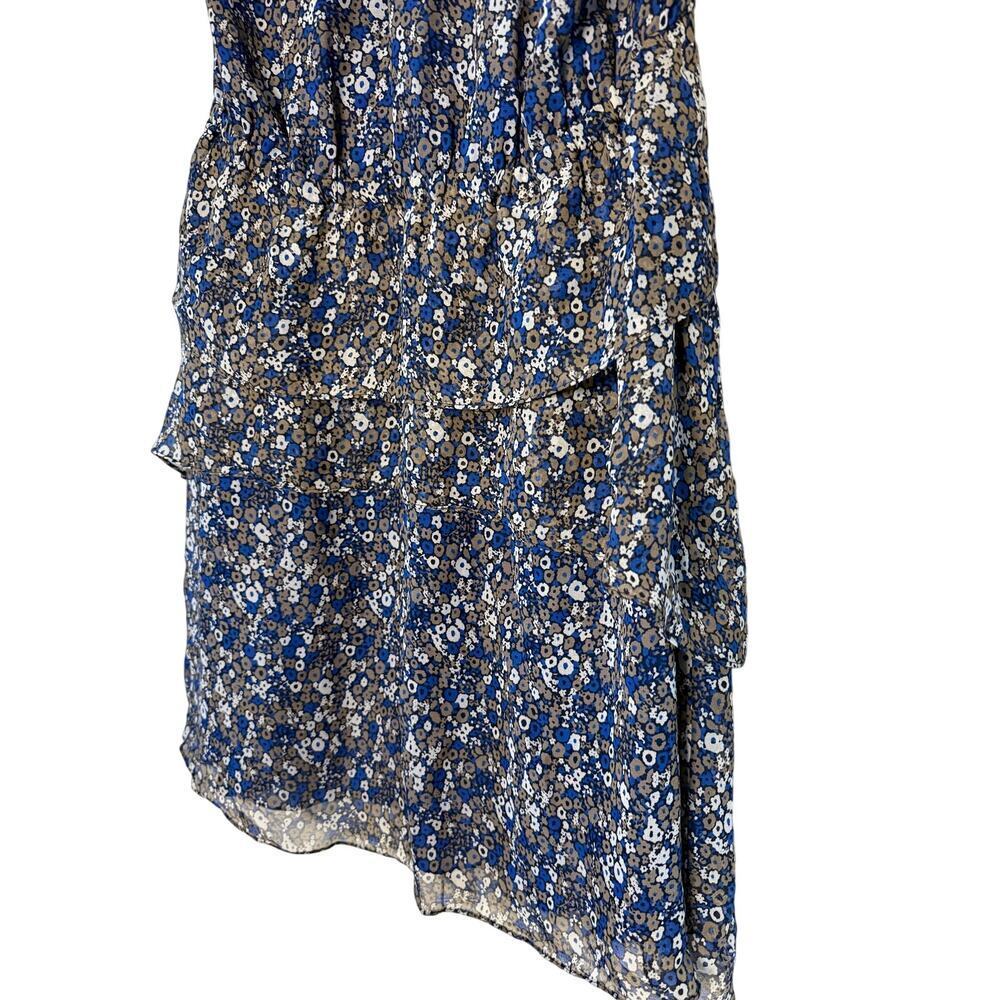 Derek Lam 10 Crosby Blue Floral Tiered Sleeveless Dress Sz 6 - Picture 6 of 7